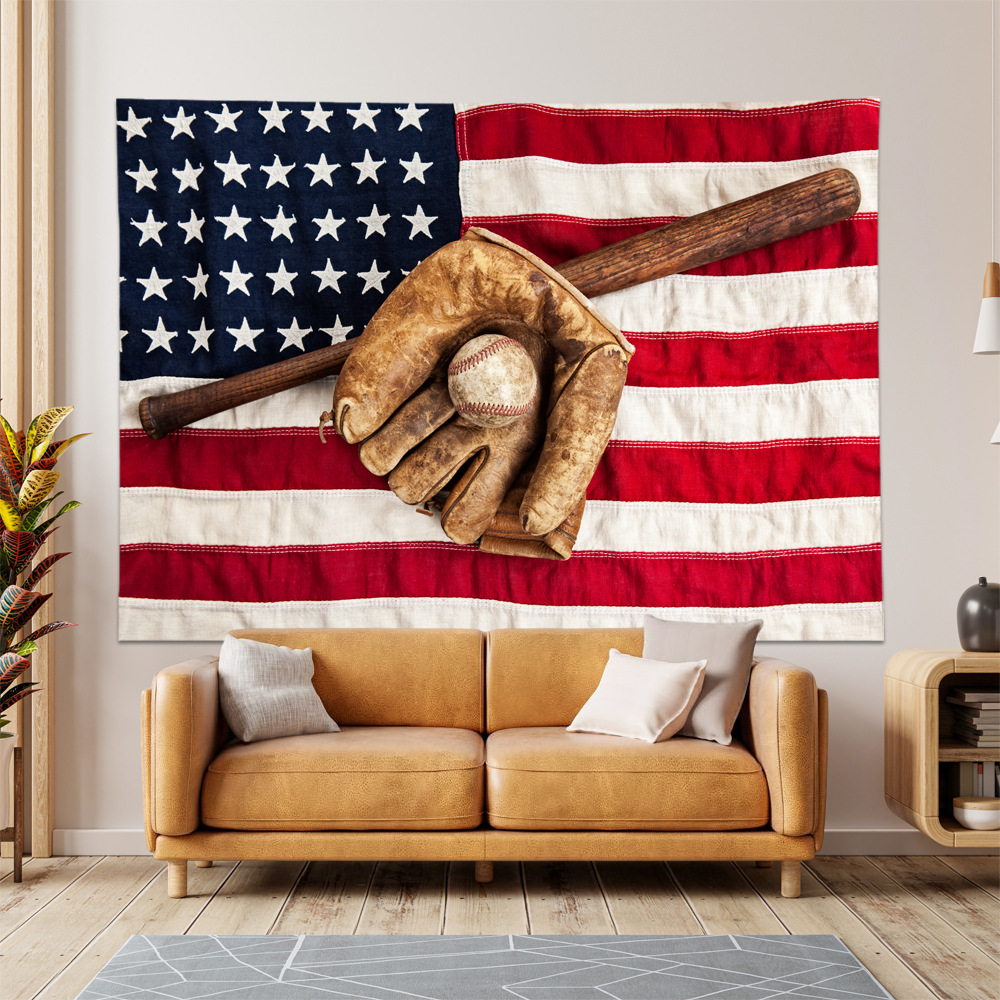 (2개) SOS QUINN CHAOS 레코드 표지 태피스트리 스타가 성조기 태피스트리를 걸고 포즈를 취하고 있습니다.