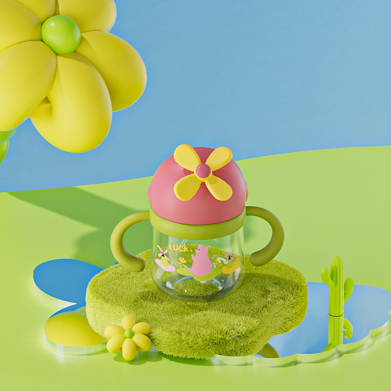 Toukie taza para beber para bebés tritan taza para niños a prueba de fugas y caídas para bebés taza de paja de jardín de infantes en stock