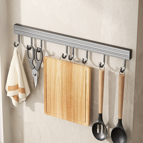 Kitchen hook rack without punching holes kitchen storage rack accessories wall-mounted multi-functional kitchen utensils spoon shovel hanging rod storage