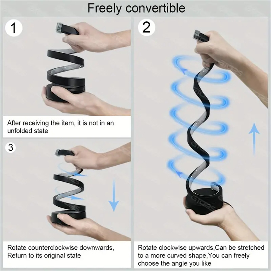 2025 transfronterizo para lámparas de escritorio en espiral lámpara de noche bar luz de atmósfera simple ajustable LED lámpara de escritorio serpiente