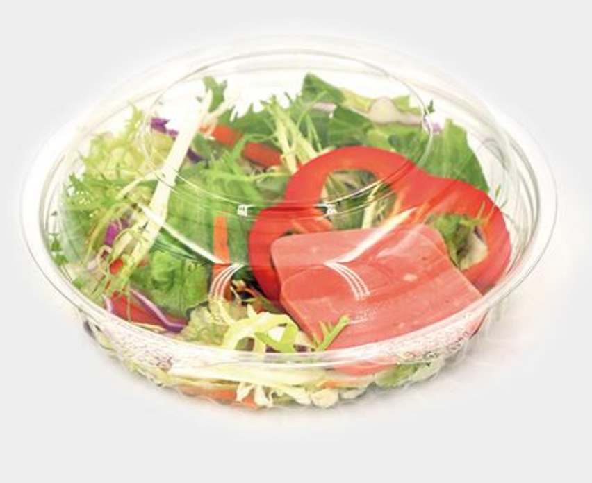 Caja de frutas PET transparente desechable con cubierta convexa, caja redonda adecuada para ensalada de verduras, frutas secas, etc