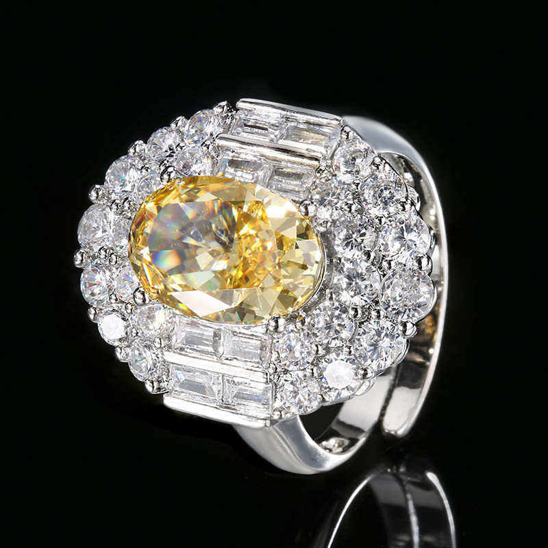 Otoño e invierno nuevo estilo Zhuangsheng conjunto de joyas con alto contenido de carbono diamante hielo flor de cobre cortado con incrustaciones de diamantes rosas profundas piedra principal 8*12