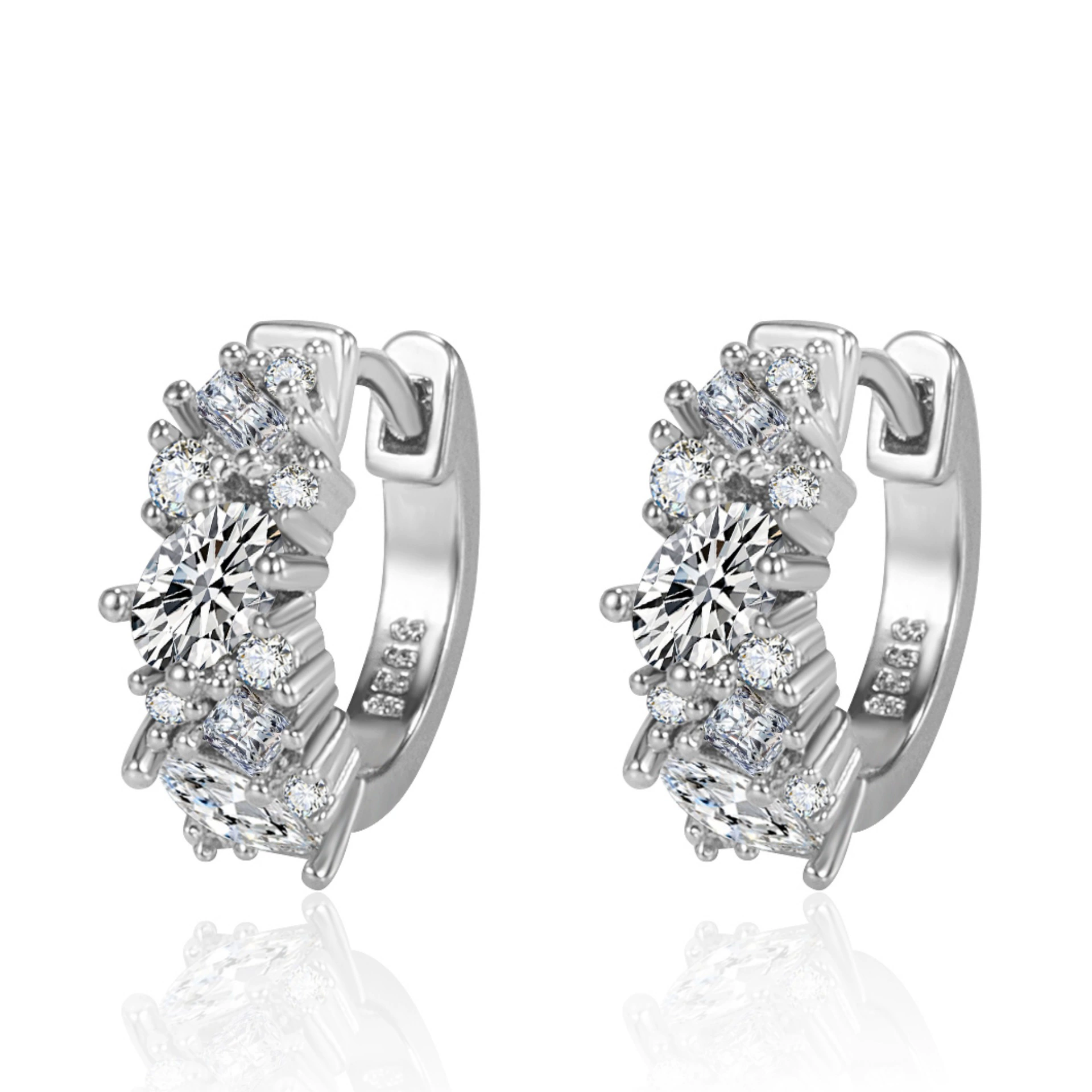 Platinum blue diamond, earrings, blue zirconium