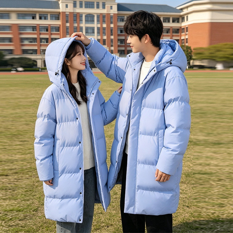 2026 New Winter Long-Length Couple's Over-the-Knee Cotton Coat, Thickened Loose Graphene Cold-Proof Warm School Uniform Jacket
