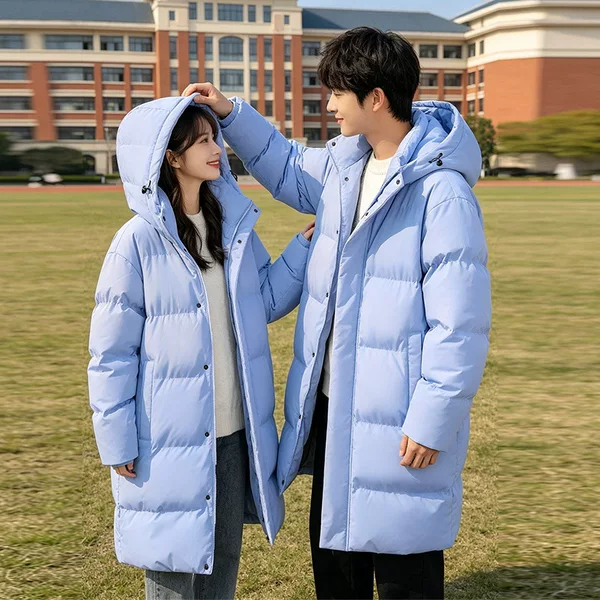 2026 New Winter Long-Length Couple's Over-the-Knee Cotton Coat, Thickened Loose Graphene Cold-Proof Warm School Uniform Jacket