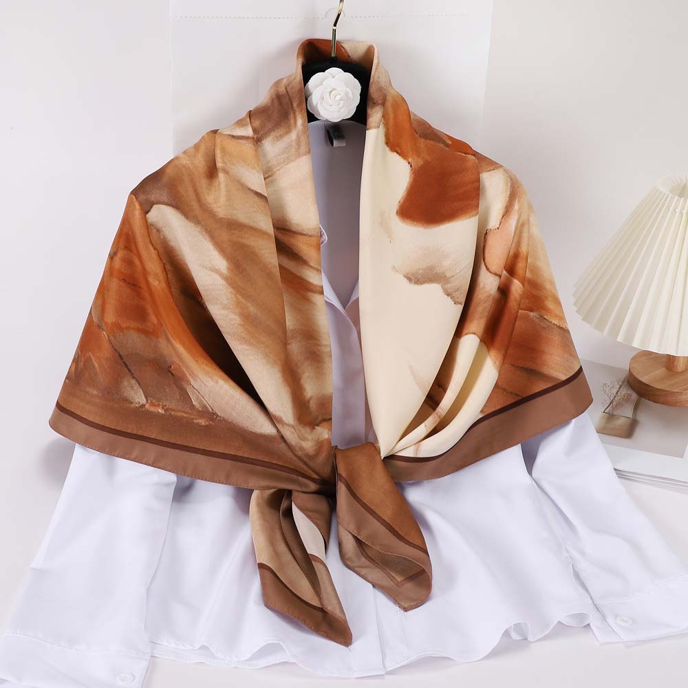 Women's Fashion Mountain Satin Printing Silk Scarves display picture 5