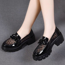 2025年新款夏季外贸松糕厚底一脚蹬女鞋镂空网纱单鞋跨境外贸