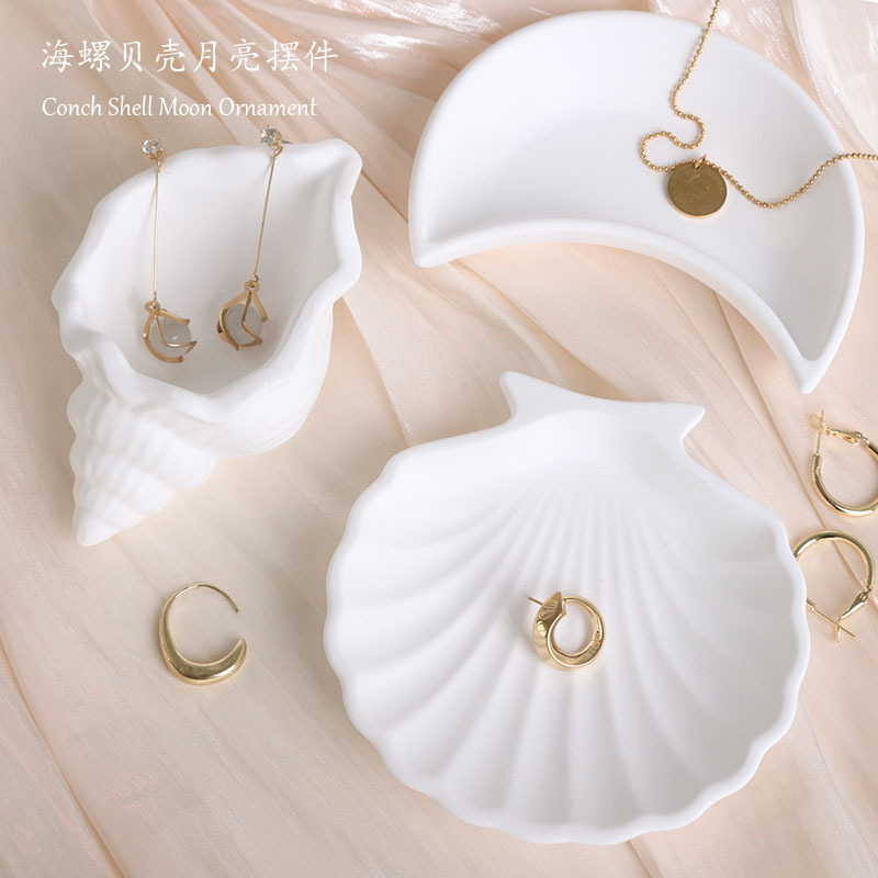 ins style white shell conch small dish photo props storage tray jewelry photography background decoration ornaments