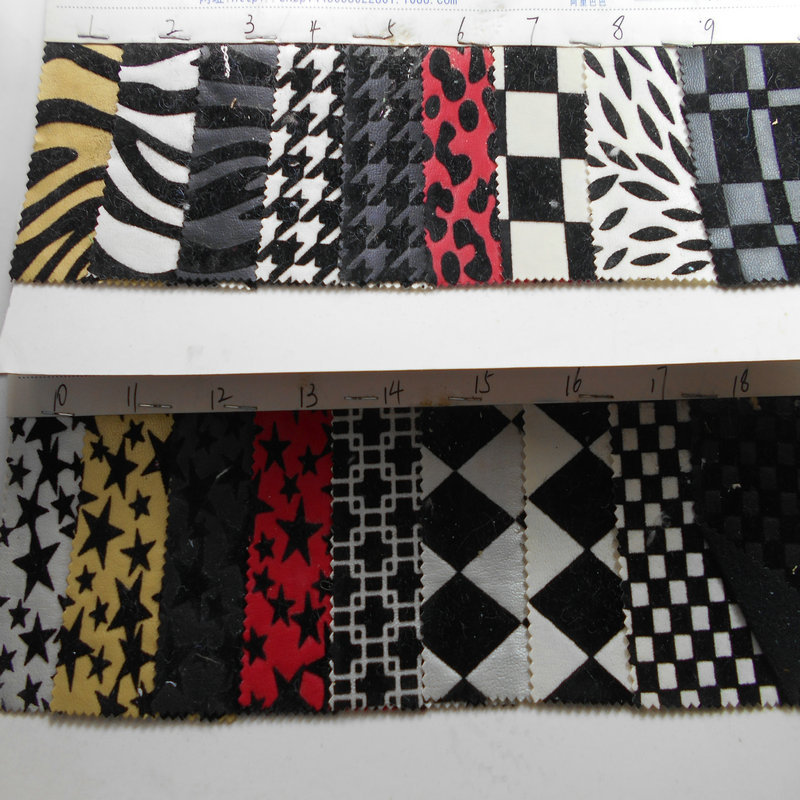 豹点绣细纹压纹PU人造革植绒方格格子汽车沙发软包装饰鞋材革面料