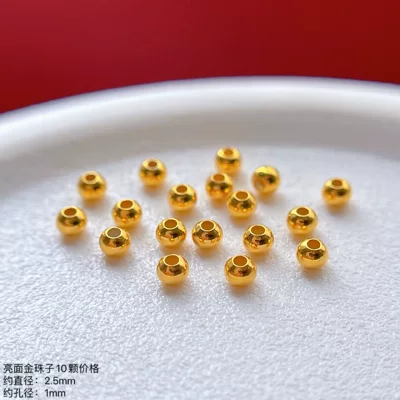 Beads, DIY Jewelry, Zərgərlik ara hissələri - 925-silver-gold-beads-5mm-light-gold-10-pieces