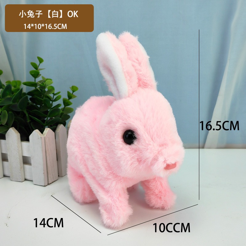Juguete de peluche eléctrico, conejito blanco, mascota simulada, puede caminar, llamar, mover la boca, sacudir las orejas, juguete de conejo