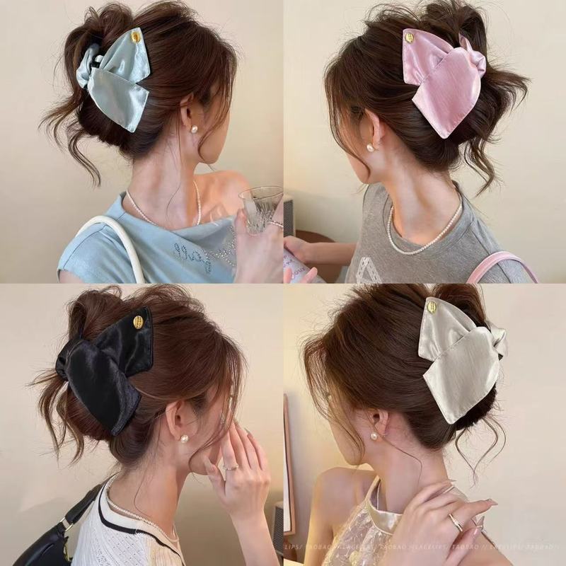 優しい狙撃！サテン三角グリッパー女性のハイエンド 2025 新しい夏のヘアクリップサメクリップヘアアクセサリー|undefined