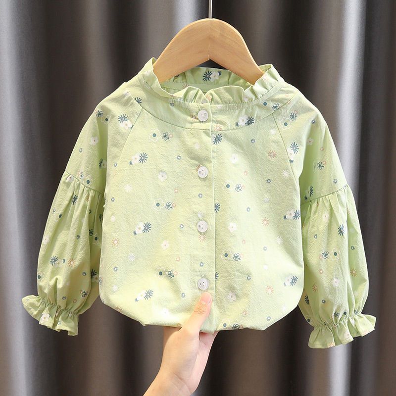 Girls' Long-Sleeved Shirts 2026 New Style Baby Floral Shirts Casual Children's Clothing Baby Fashionable Lapel Tops Trendy Girls' Long-Sleeved Shirts 2026 New Style Baby Floral Shirts Casual Children's Clothing Baby Fashionable Lapel Tops Trendy