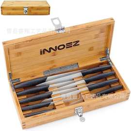 竹制刀具收纳盒厨房带锁牛排刀叉餐具整理盒抽屉式木制菜刀储存盒