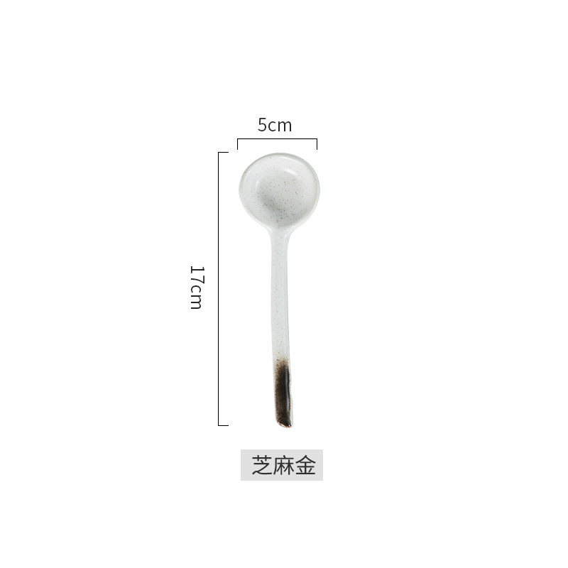 Japanese Ceramic Long Handle Soup Spoon For Kitchen And Coffee_voghion.com