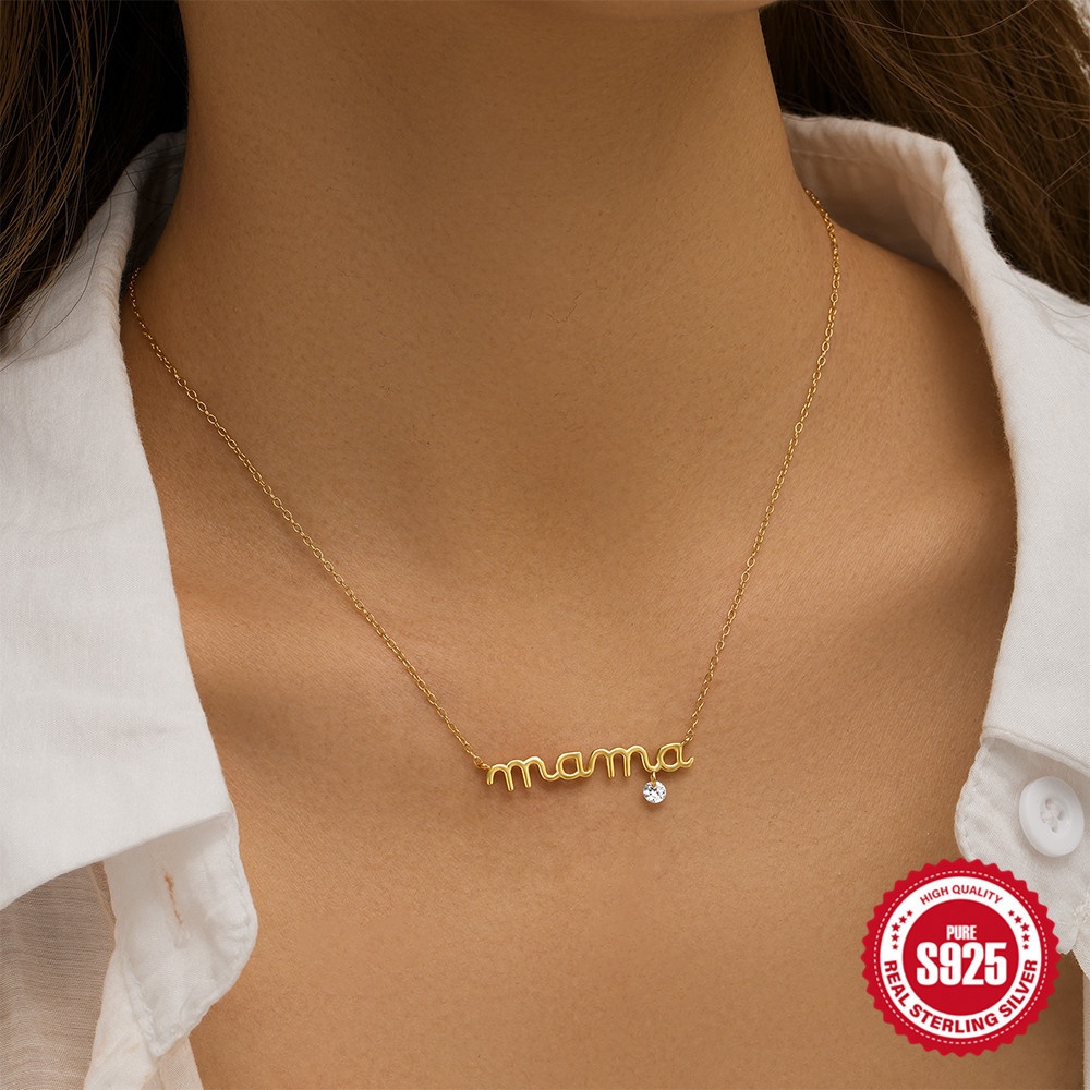 Pendant Necklace Classification 925 Sterling Silver Geometric Letter Pendant Necklace