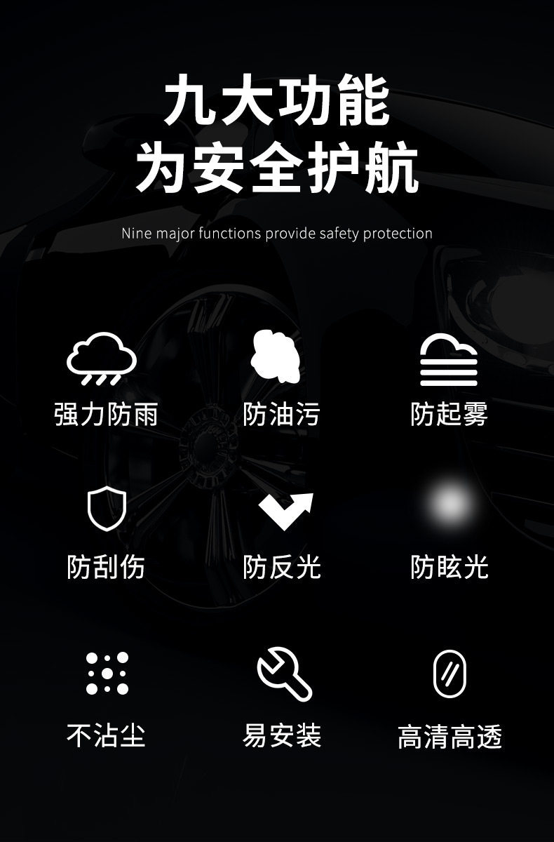 Car Hydrophobic Film Rearview Mirror Rainproof Anti-glare Universal