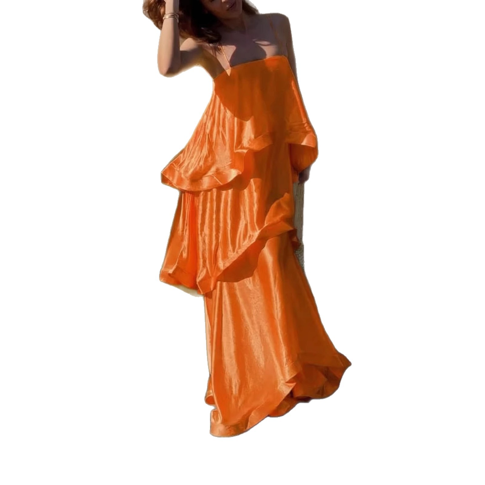 Robe-débardeur en satin pour femme, plusieurs couches, style décontracté et ample, nouveauté printemps-été_voghion.com