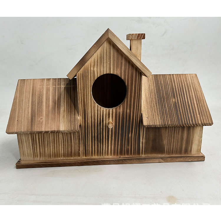 Nido de pájaro de madera transfronteriza madera maciza decoración de la casa del pájaro pastoral Nido de Pájaro al aire libre Villa jardinería colgante alimentador de aves al por mayor