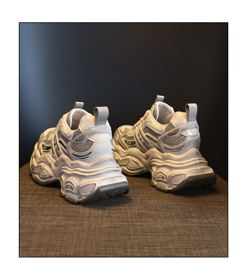 Giày sneaker nữ chunky đế dày tăng chiều cao phong cách thể thao — màu trắng chi tiết 20