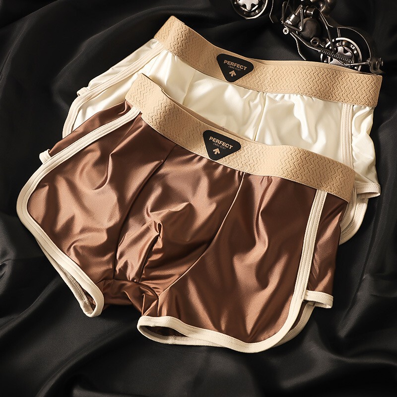 Ice silk nylon men's underwear, 7A grade antibacterial silk crotch men's boxer briefs, high-end trendy boxer shorts