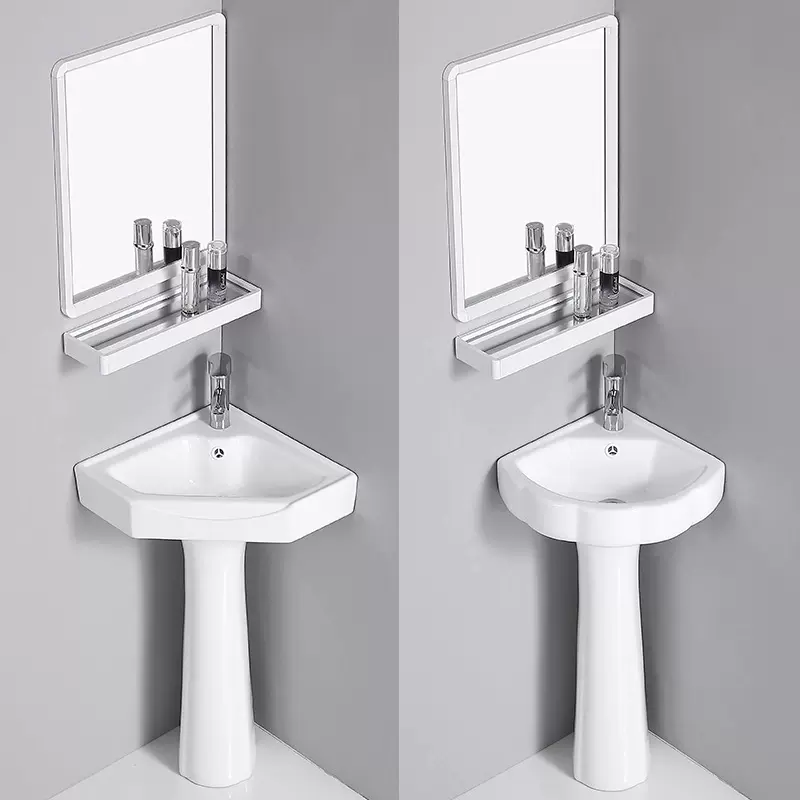 立柱盆洗脸盆家用小户型卫生间一体陶瓷落地式三角迷你阳台洗手盆