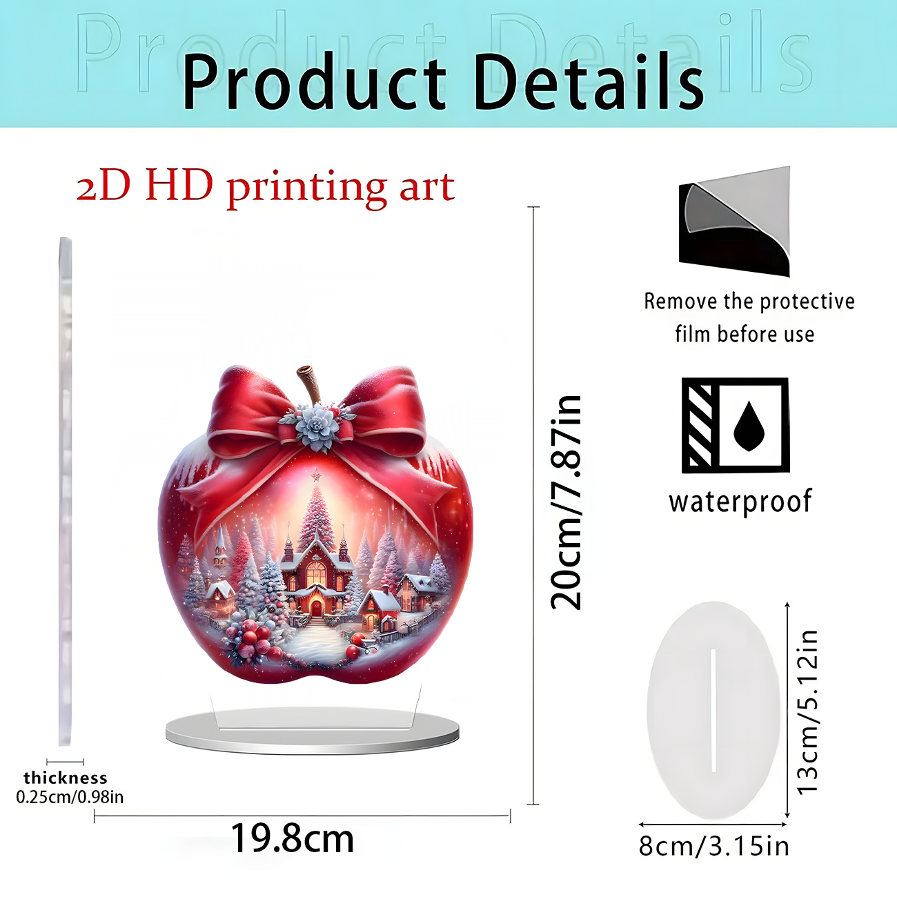 Nuevos productos transfronterizos Navidad Nochebuena Navidad Apple decoración decoración de escritorio decoración de Año Nuevo 2D acrílico