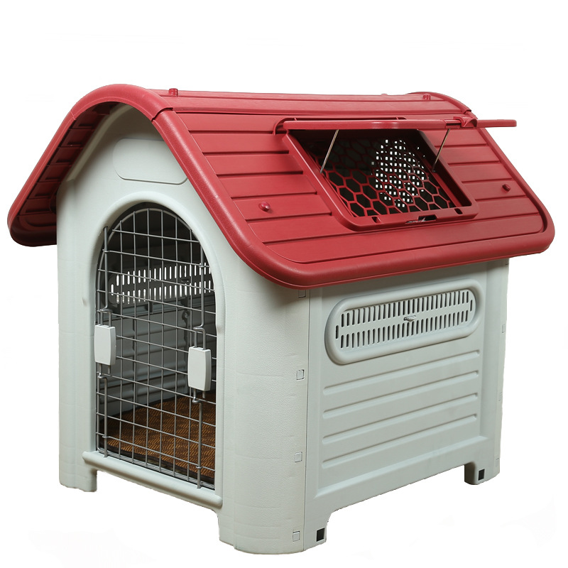 Casa para perros de plástico resistente para uso exterior, impermeable y desmontable para todas las estaciones