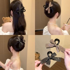 女性用リボンヘアグリッパー、ハイエンド非対称リボン、後頭部用の大きなグリッパー、シャーククリップ