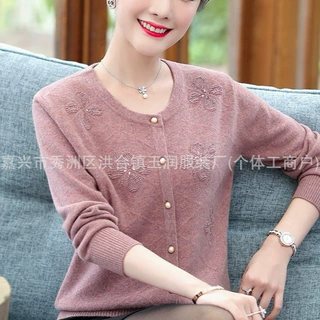 2026新款中老年女装开衫洋气妈妈外套秋装毛衣羊毛衫上衣春