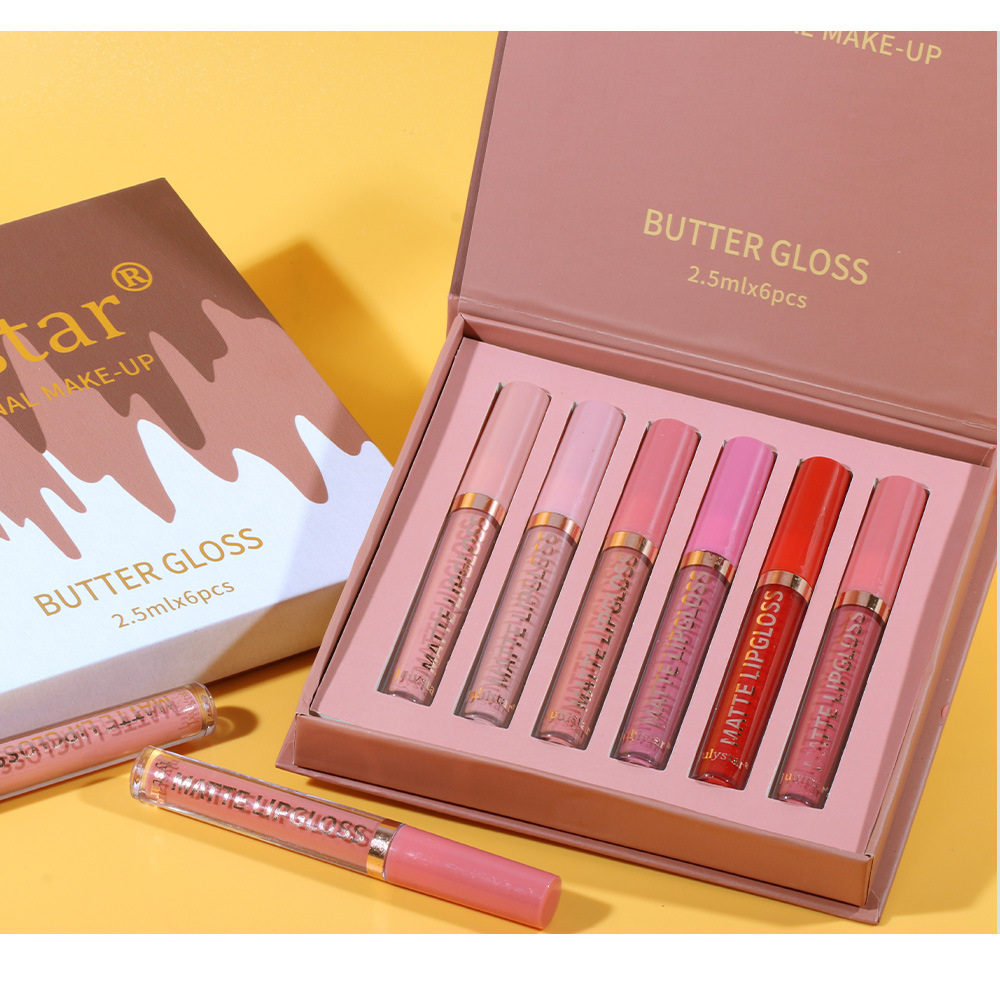 Ensemble de maquillage carina hydratant longue durée qui ne se décolore pas, visage miroir brillant à l'eau et ensemble de rouge à lèvres moue_voghion.com