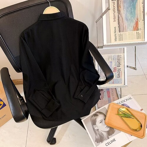 Ice silk white shirt men's Japanese large size loose casual trend inside solid color shirt new long-sleeved dk uniform