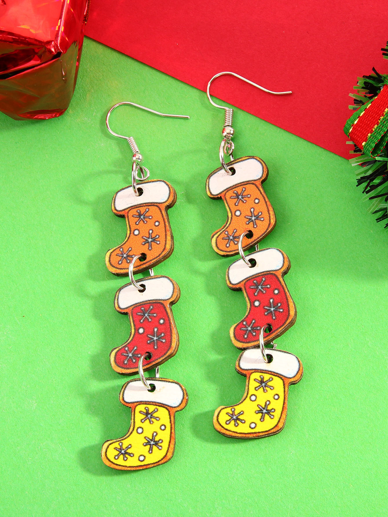 6g Weight Steel needle Ear Needle Material Drop Earrings Classification 1 Pair Quantity Holiday, Festival Occasion Wood Material Christmas Festival Christmas Hat, Christmas Tree, Christmas Socks Pattern Women's Gender Plating Design Simple Style, Classic Style Style 1 Pair Christmas Simple Style Classic Style Christmas Hat Christmas Tree Christmas Socks Plating Wood Drop Earrings 6