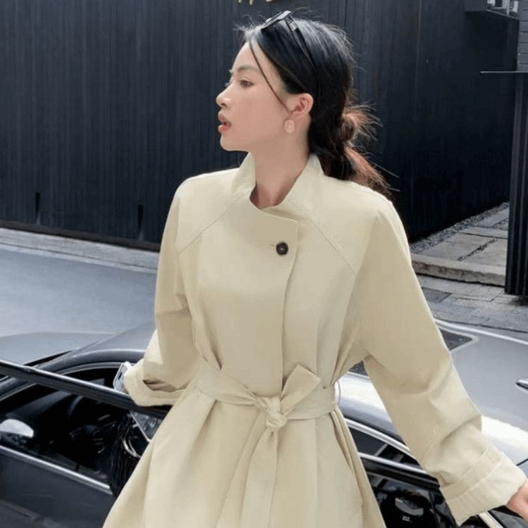 风衣2025春秋中长款百搭英伦女时尚小个子网红大小姐大码显瘦外套|undefined