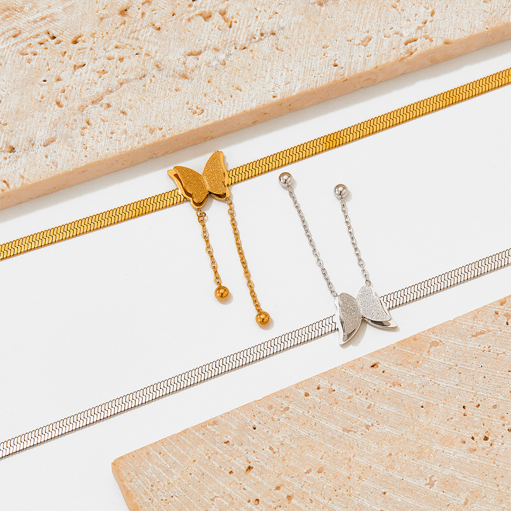 Sweet Butterfly Stainless Steel Plating Womenu0027S Anklet