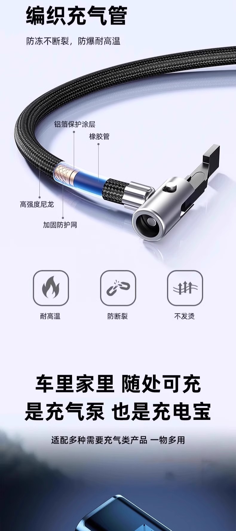 Car Wireless Air Pump, Portable Air Pump, Car Electric Tire Pump, High-Pressure Air Pump for Cars, Inflatable Pump