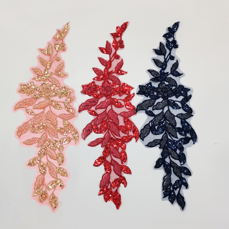 Beaded sequined beaded lace flower patch applique wedding dress children's clothing DIY lace decorative accessories