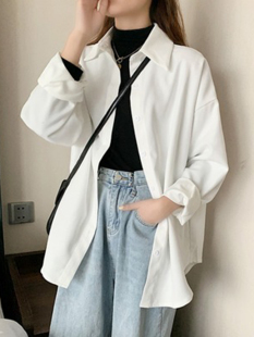 White Shirt for Early Spring, Layered with White Shirt-Like Outer Top, Spring Women's Loose Casual Jacket