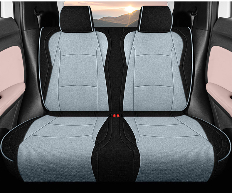 BYD Seagull Special Cotton and Linen Car Cushion Four Seasons Five Seats Fully Surrounded Women's Pink Seat Cover Summer Simple