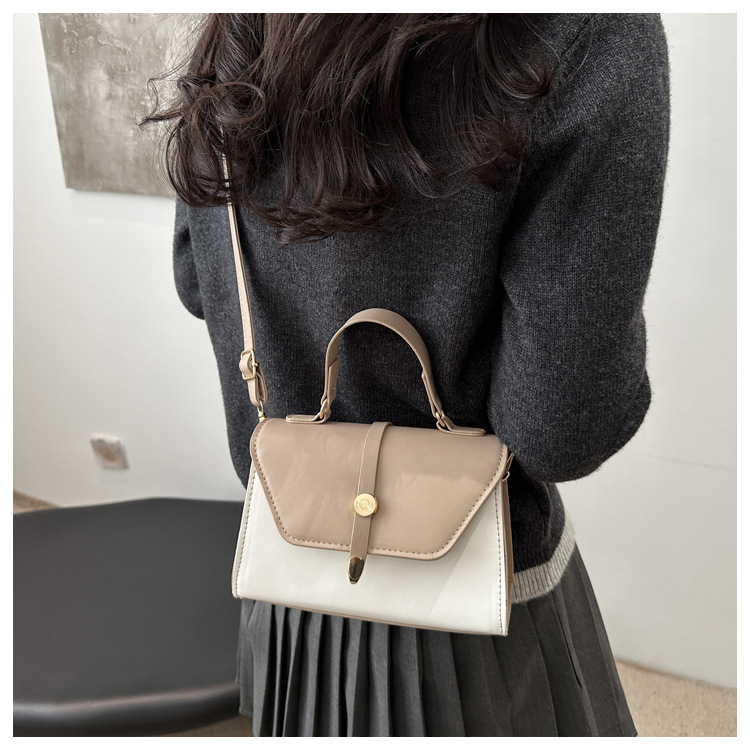 Women's Small Pu Leather Color Block Classic Style Square Magnetic Buckle Crossbody bag BAX display picture 13