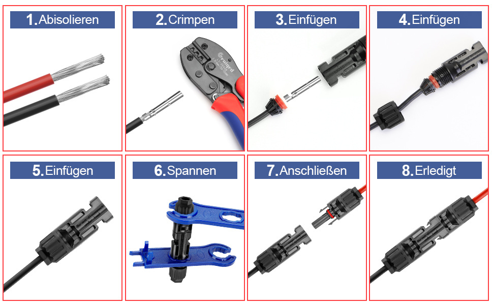 Solar Crimpzange Werkzeug Set für 2.5/4/6mm² Solar PV Kabel