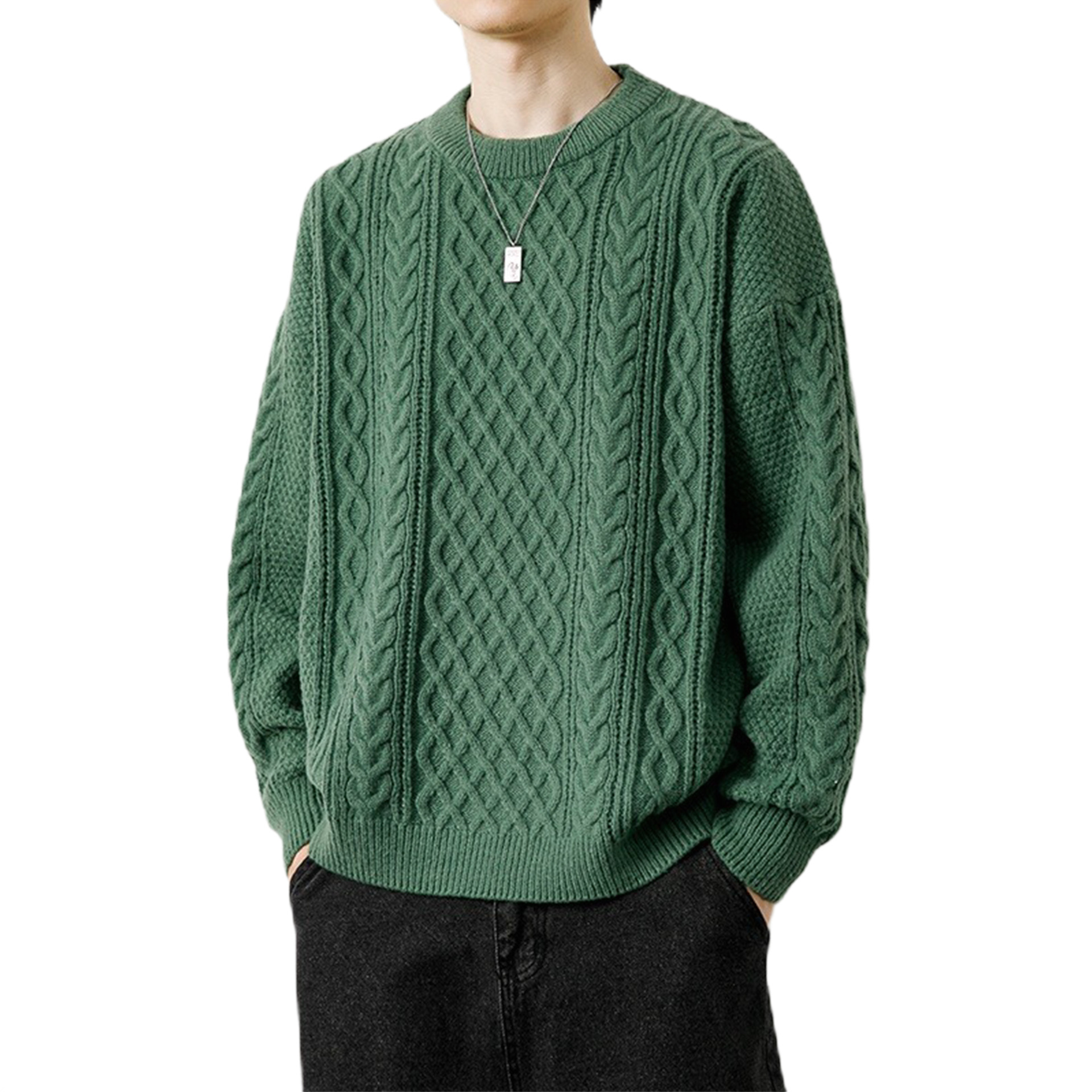 Explosiones transfronterizas de tamaño europeo suéter de punto de tamaño grande para hombres y mujeres otoño invierno cuello redondo cuello alto con lana de color sólido fábrica al por mayor