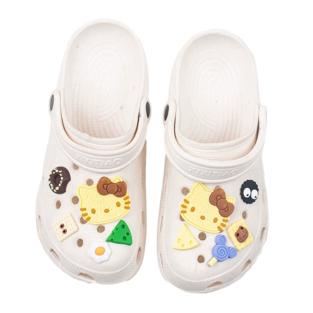 Hello Kitty, украшение для обуви из мягкого ПВХ/резины, мультяшная кукла, съемная пряжка для обуви с аксессуарами, ручная работа, цветочное украшение