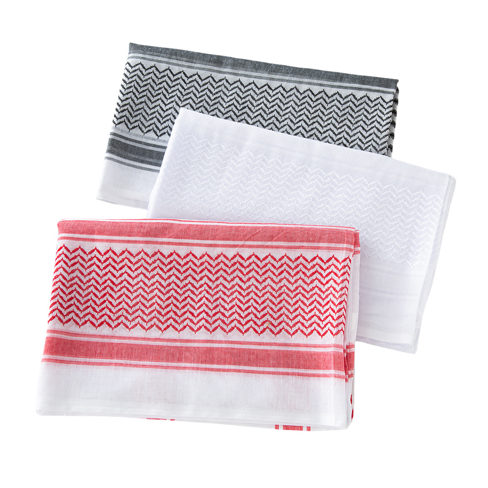 Foulard Arafat Spot Arafat Foulard carré à carreaux Foulard jacquard en polyester Grand foulard carré arabe du Moyen-Orient_voghion.com