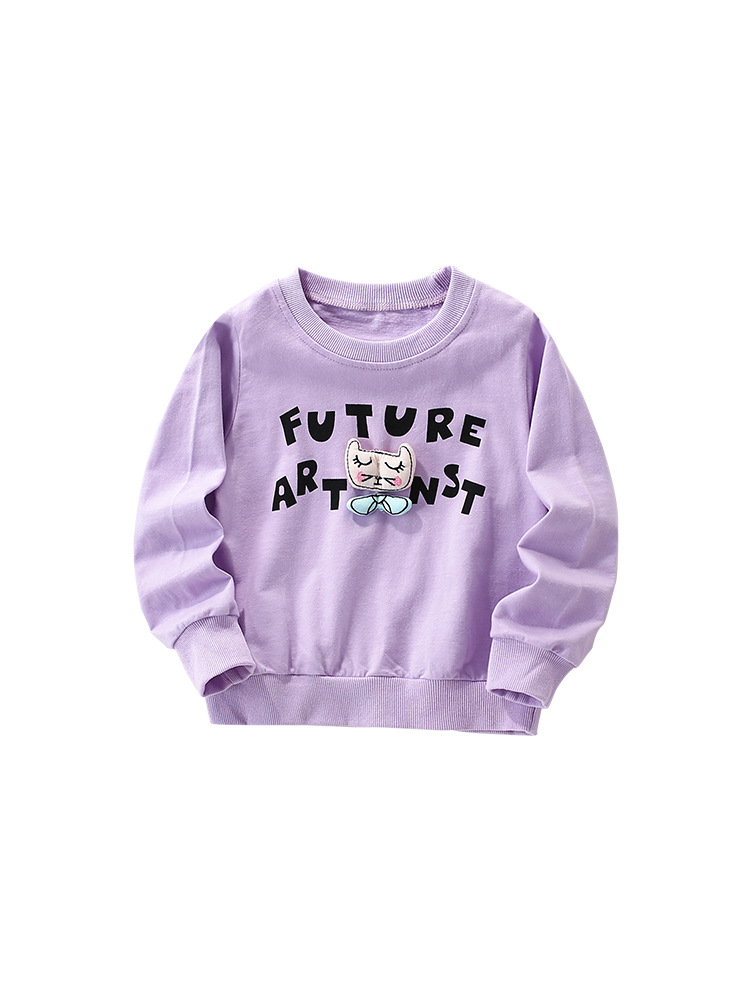 Sudadera de niña malwee transfronteriza otoño e invierno nuevo estilo cuello redondo re-top de otoño de niña de estilo occidental para niños pequeños y medianos europeos y americanos
