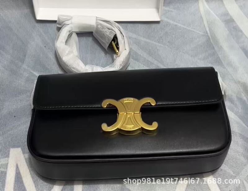 新款轻便休闲Ce家黑色经典法棍腋下锁扣小方包单肩斜挎包工厂直销|undefined