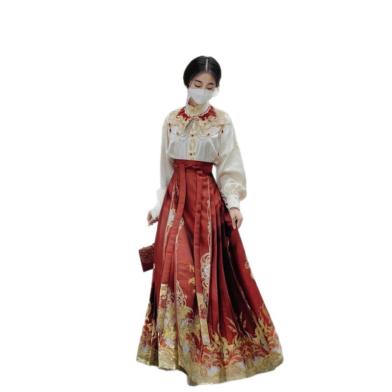 新中式汉服马面裙重工刺绣云肩订婚春夏小个子套装大码国风女日常|undefined
