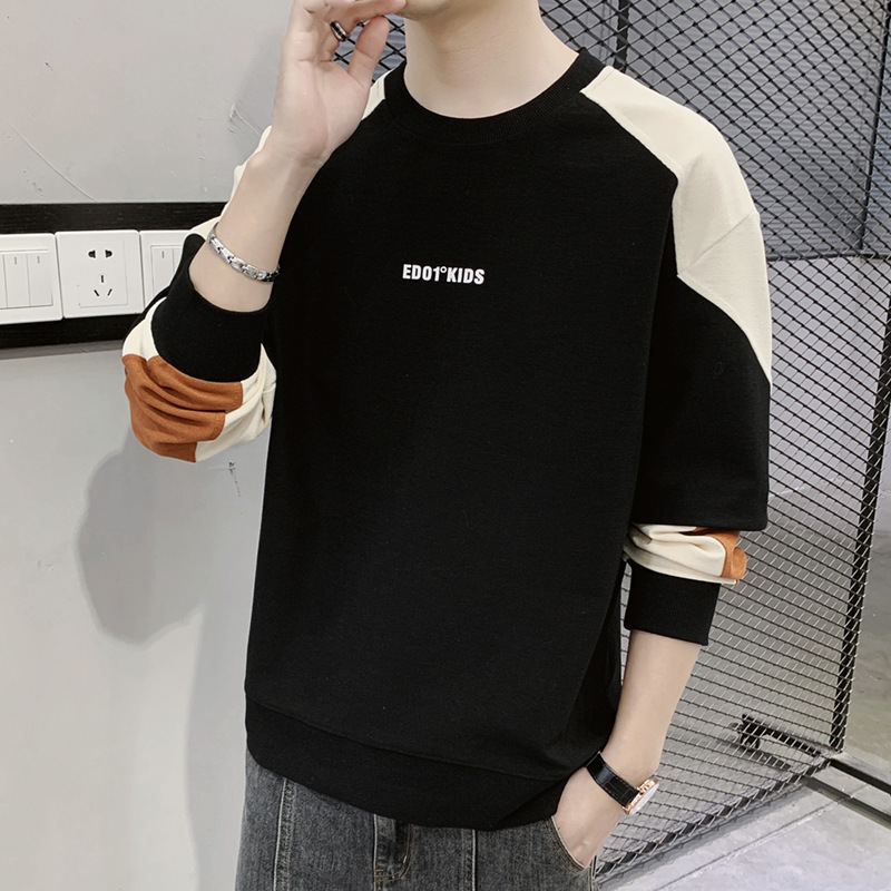 Herren Hoodies im Frühjahr und 2023, neuer Rundhals Langarm T-Shirt Trend, Herbstkleidung, Oberbekleidung mit Unterteil_voghion.com