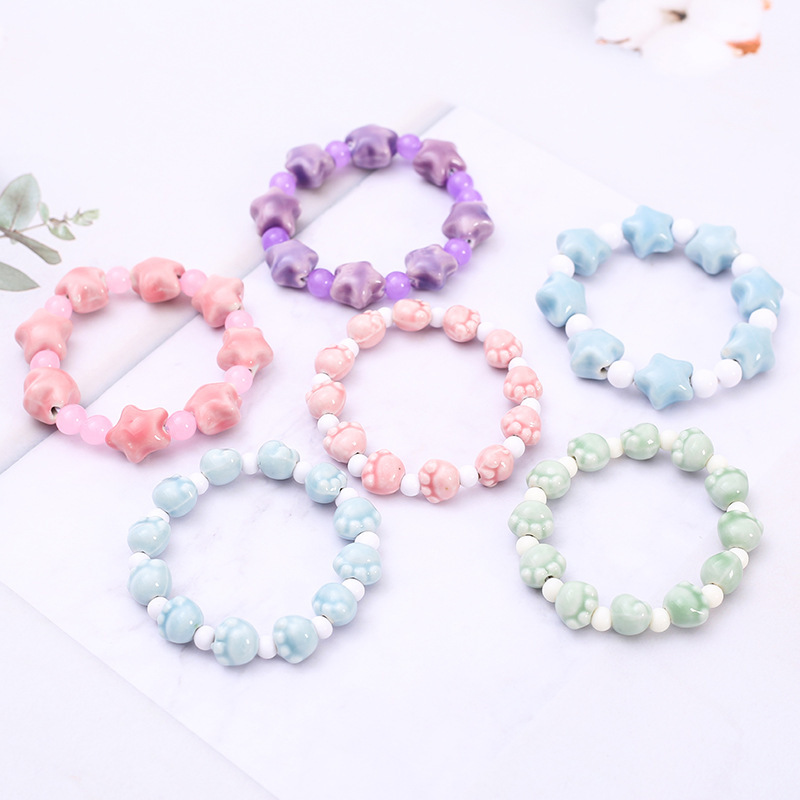 New sweet and soothing ceramic bracelet, colorful beaded bracelet for women, Jingdezhen ceramic beaded bracelet, versatile for couples