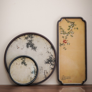 Household Small Dry Brewing Tea Tray Bamboo Tea Tray Hotel Chinese Style Retro Kung Fu Tea Set Tea Table Tray